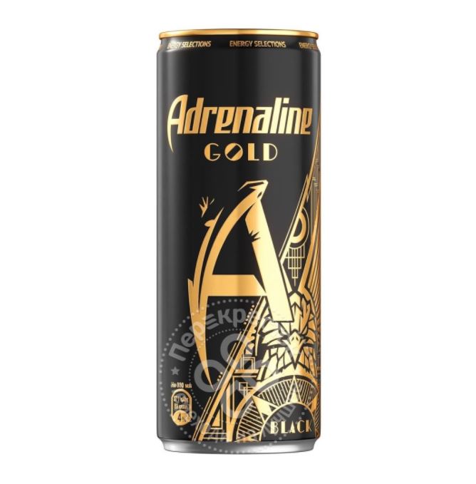 Энергетический напиток Adrenaline Rush Черное Золото 330мл, банка. Цена одной упаковки.