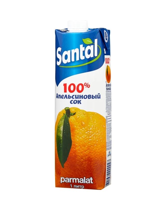 Сок SANTAL Апельсиновый сок 1л, пакет. Цена одной упаковки.