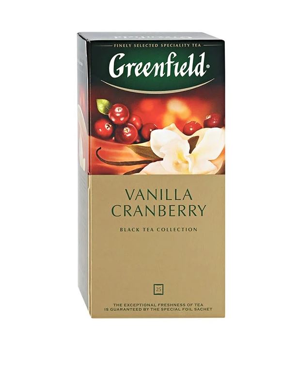 Чай GREENFIELD VANILLA CRANBERRY черный 25 пакетиков. Цена за одну упаковку