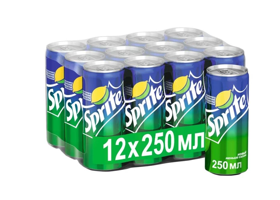 Напиток Sprite 0.25л, жестяная банка. Цена одной упаковки.