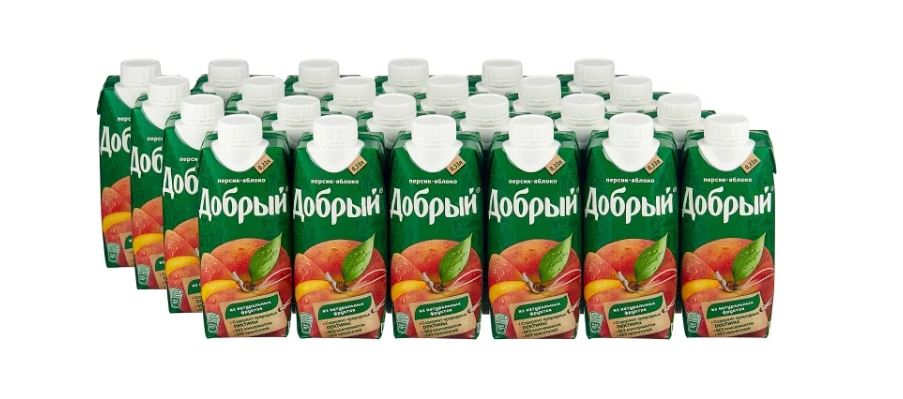 Сок Добрый Персиково-яблочный нектар 0.33л, пакет. Цена одной упаковки.